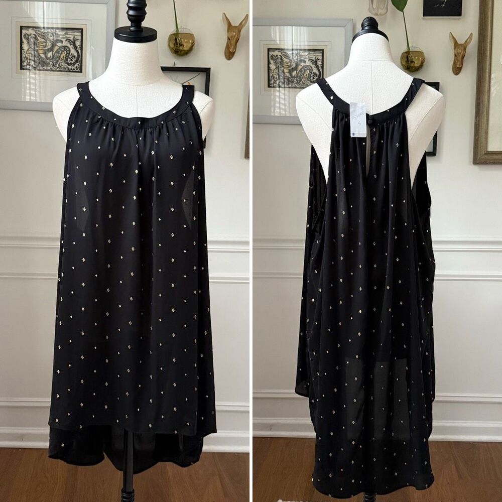 NWT Torrid Black And Gold Foil Print Goddess Tank Flowy Sleeveless 5X